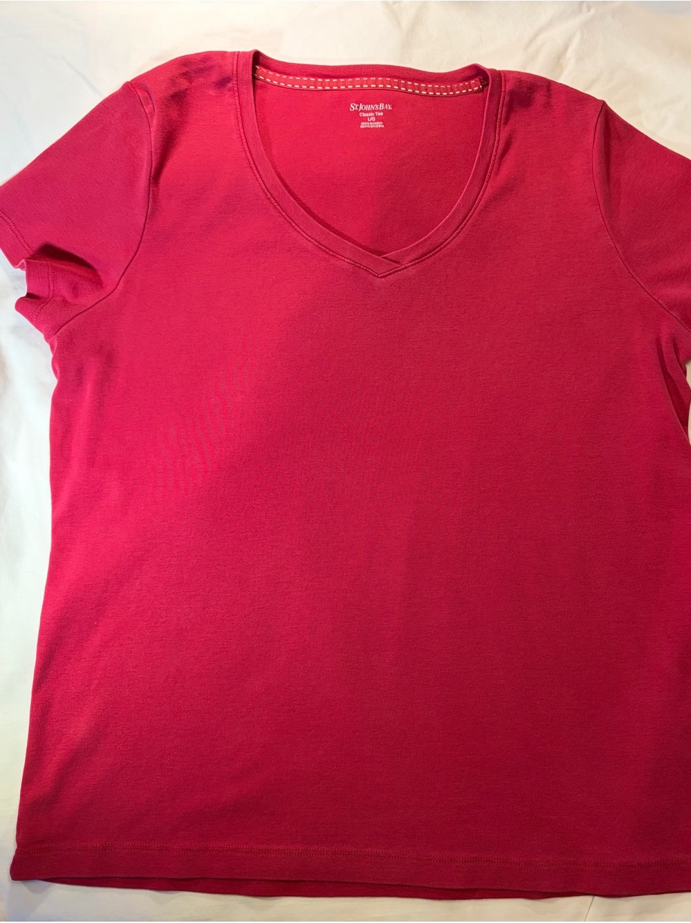 St. John's Bay V-Neck Short Sleeve Tee - Raspberry